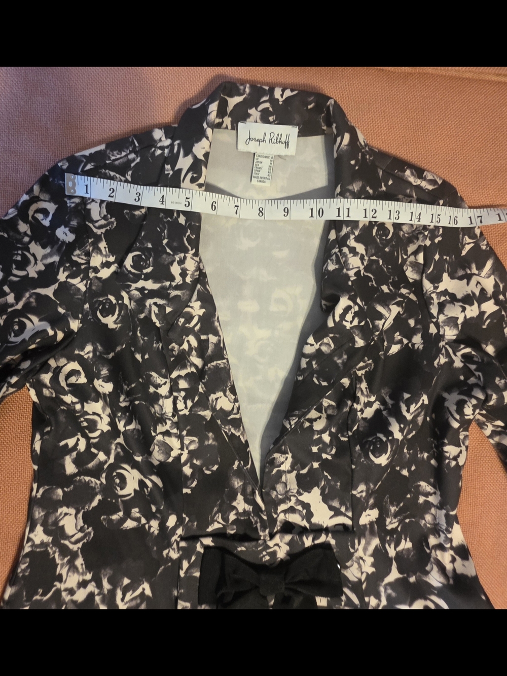 RIBKOFF Black & Blush Floral Fit-and-Flare Jacket with Bow - Picture 9 of 16